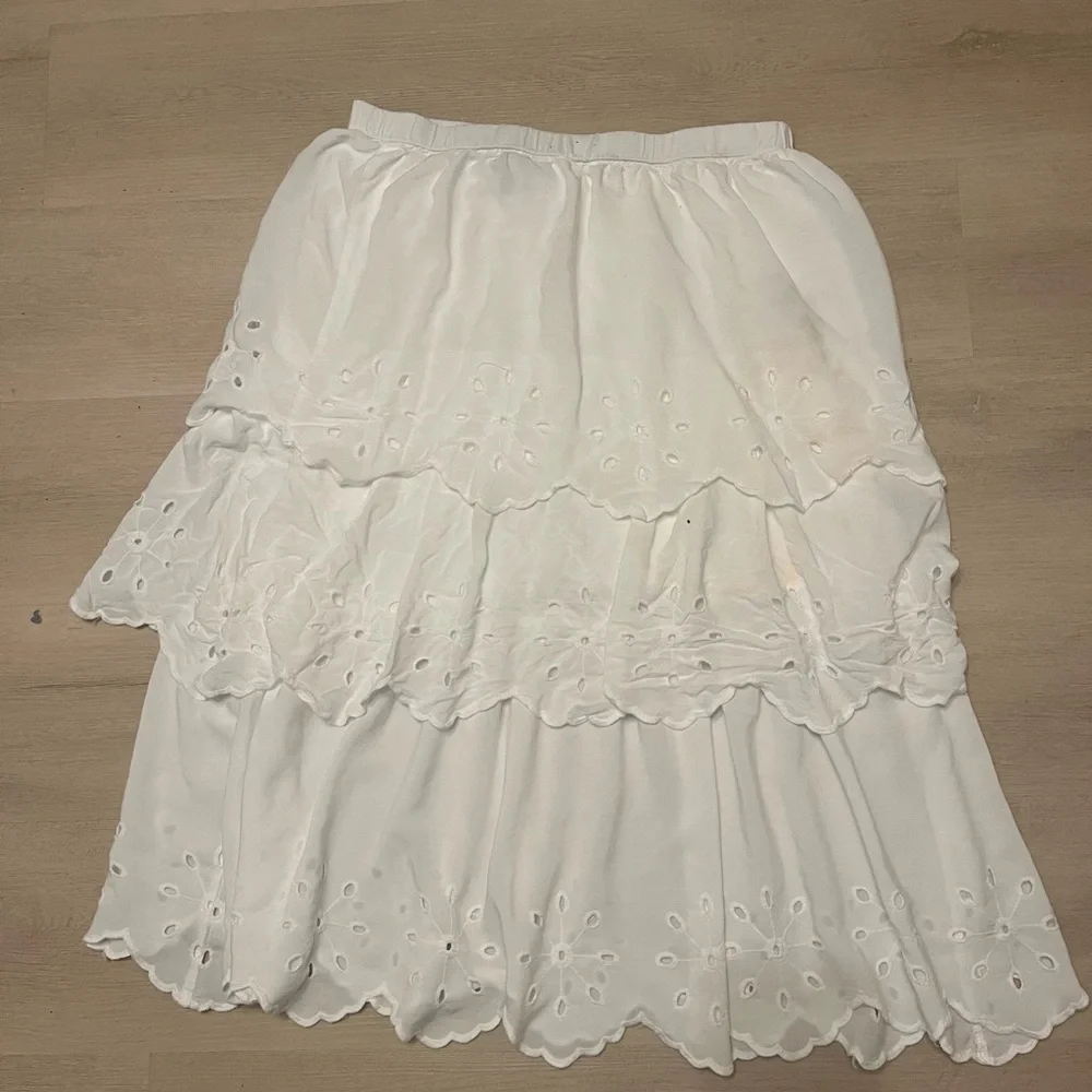 White Tiered Maxi Skirt for Resort Wear - Picture 1 of 5